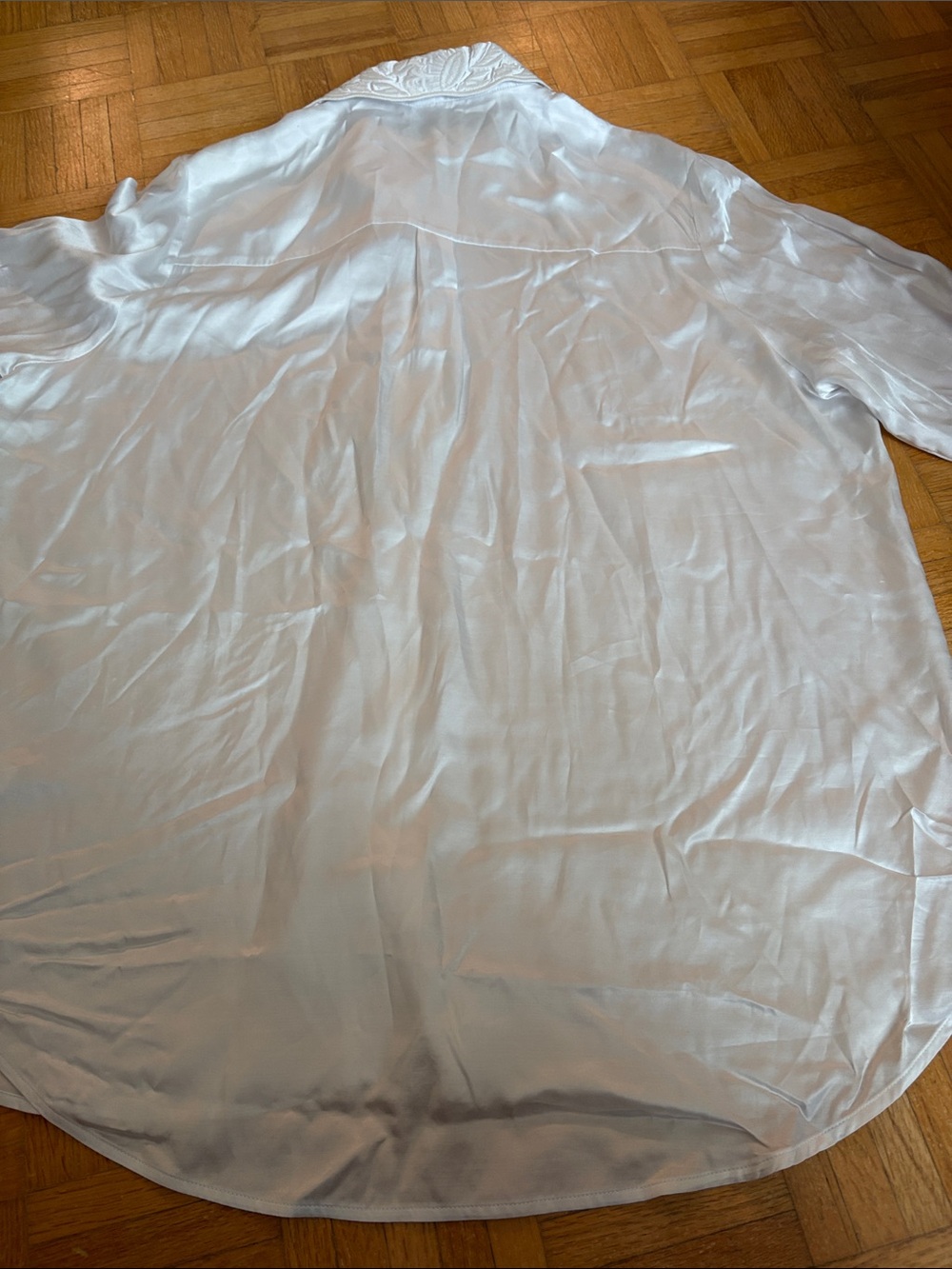 COS. White Embroidered-Collar, embroidered Long Sleeve Shirt - - Picture 6 of 13